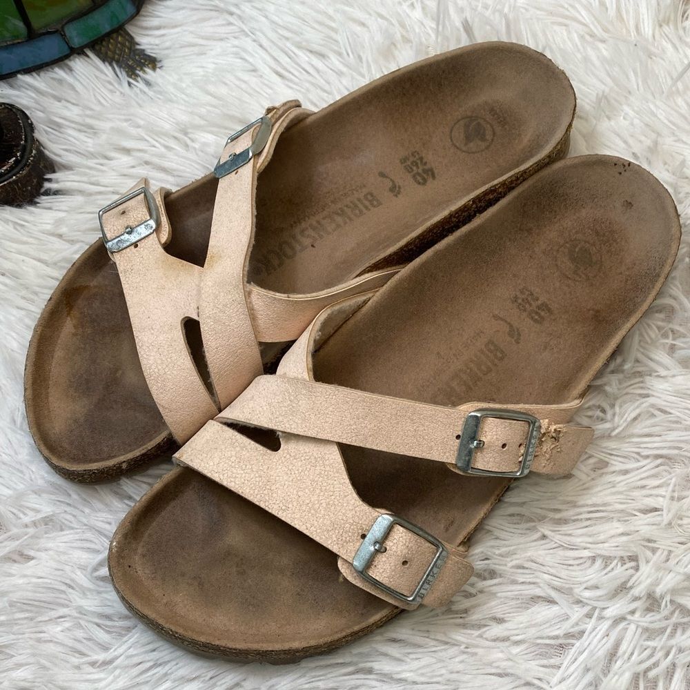Birkenstock Yao Vegan Birko-Flor Nubuck Sandals Beige Women's Size 9